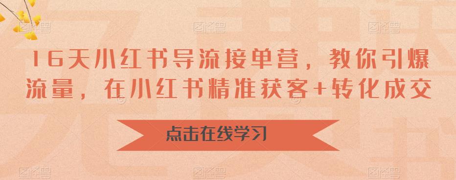 【副业项目6664期】16天-小红书 导流接单营，教你引爆流量，在小红书精准获客+转化成交-齐力副业