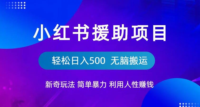 【副业项目6684期】小红书援助项目新奇玩法，简单暴力，无脑搬运轻松日入500【揭秘】-齐力副业