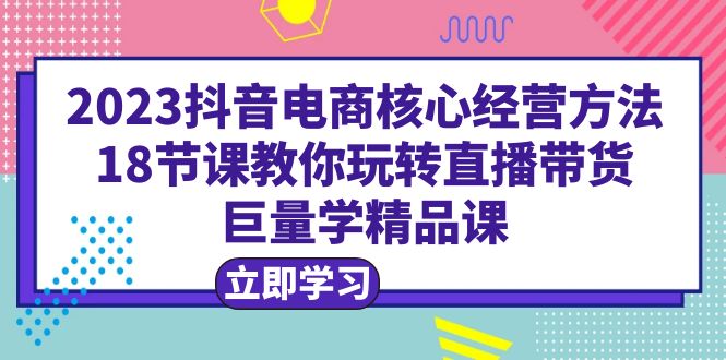 【副业项目6377期】2023抖音电商核心经营方法：18节课教你玩转直播带货，巨量学精品课-齐力副业