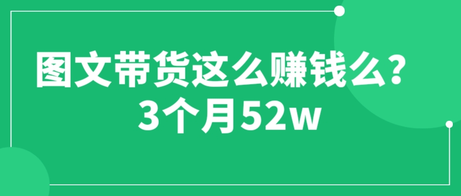 【副业项目6462期】图文带货这么赚钱么? 3个月52W 图文带货运营加强课-齐力副业