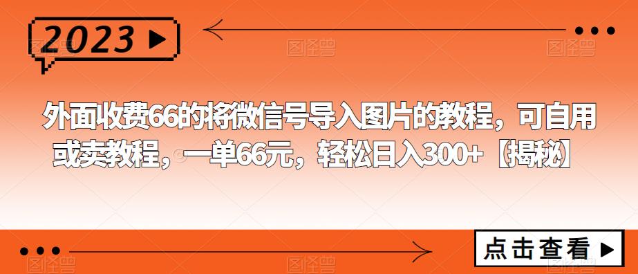 【副业项目6459期】外面收费66的将微信号导入图片的教程，可自用或卖教程，一单66元，轻松日入300+-齐力副业