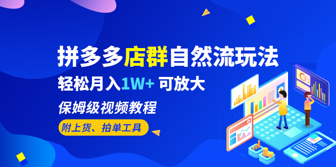 【副业项目6696期】拼多多店群自然流玩法，轻松月入1W+ 保姆级视频教程（附上货、拍单工具）-齐力副业