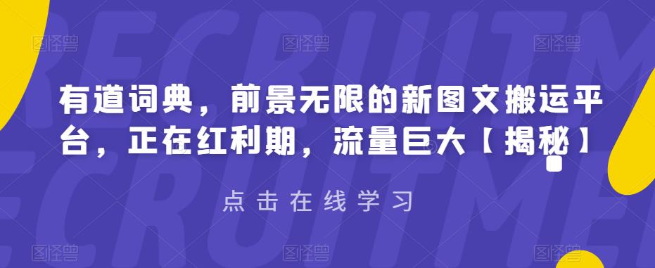 【副业项目6843期】有道词典，前景无限的新图文搬运平台，正在红利期，流量巨大【揭秘】-齐力副业