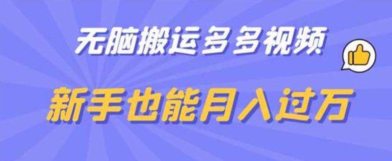 【副业项目6853期】无脑搬运多多视频，新手也能月入过万【揭秘】-齐力副业