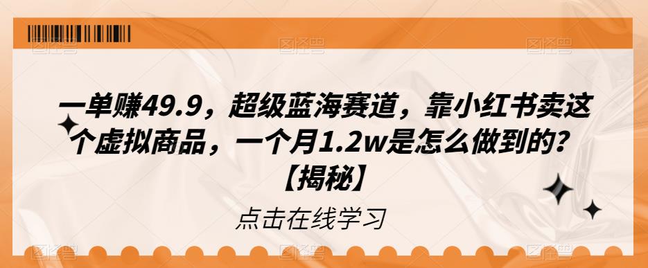 【副业项目6899期】一单赚49.9，超级蓝海赛道，靠小红书卖这个虚拟商品，一个月1.2w是怎么做到的？【揭秘】-齐力副业