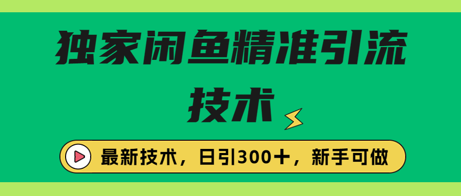 【副业项目6912期】独家闲鱼引流技术，日引300＋实战玩法-齐力副业