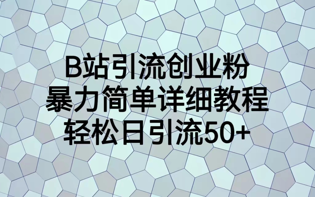 【副业项目6915期】B站引流创业粉，暴力简单详细教程，轻松日引流50+-齐力副业