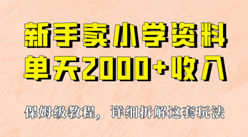 【副业项目7100期】卖小学资料，实现单天2000+，实操项目，保姆级教程+资料+工具-齐力副业