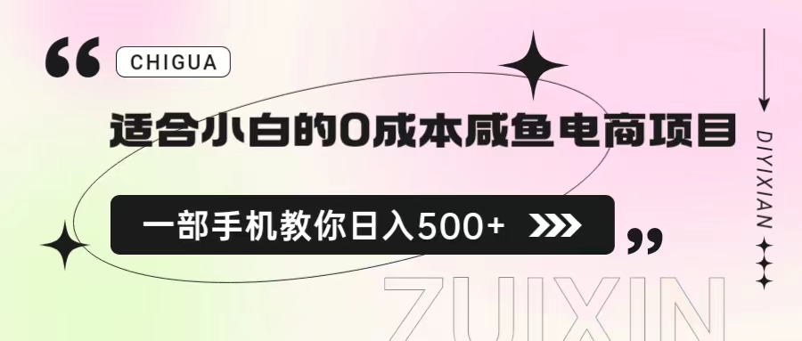 【副业项目6928期】适合小白的0成本咸鱼电商项目，一部手机，教你如何日入500+的保姆级教程-齐力副业
