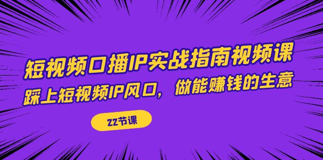 【副业项目7343期】短视频口播IP实战指南视频课，踩上短视频IP风口，做能赚钱的生意（22节课）-齐力副业