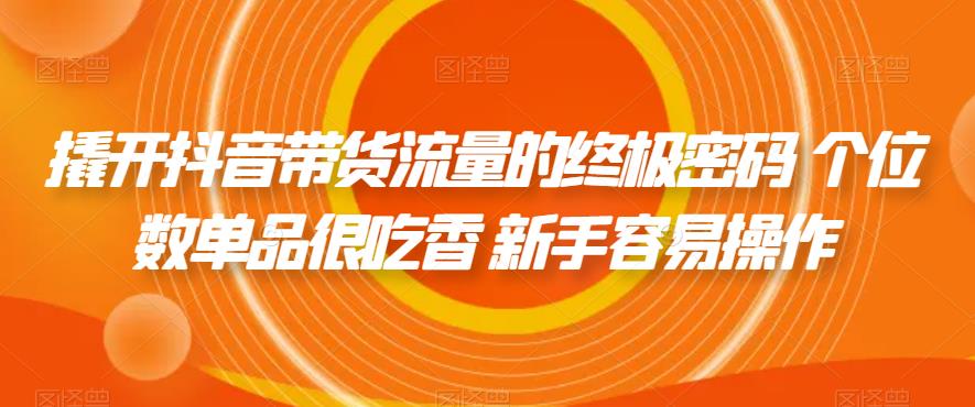 【副业项目7365期】撬开抖音带货流量的终极密码 个位数单品很吃香 新手容易操作-齐力副业