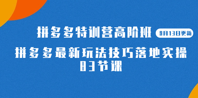 【副业项目7470期】2023拼多多·特训营高阶班【9月13日更新】拼多多最新玩法技巧落地实操-83节-齐力副业