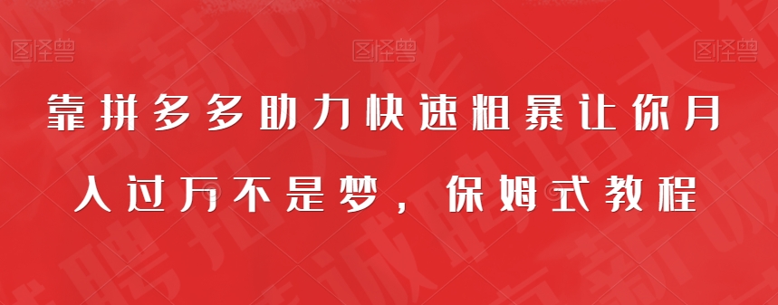 【副业项目7503期】靠拼多多助力快速粗暴让你月入过万不是梦，保姆式教程【揭秘】-齐力副业