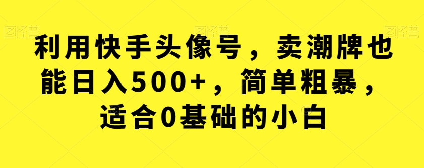 【副业项目7527期】利用快手头像号，卖潮牌也能日入500+，简单粗暴，适合0基础的小白【揭秘】-齐力副业