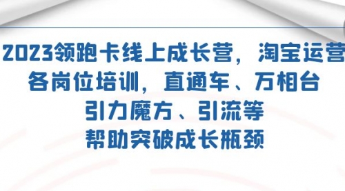 【副业项目7677期】2023领跑·卡 线上成长营 淘宝运营各岗位培训 直通车 万相台 引力魔方 引流-齐力副业