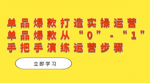 【副业项目7711期】单品爆款打造实操运营，单品爆款从“0”-“1”手把手演练运营步骤-齐力副业