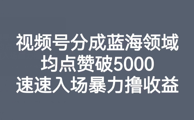【副业项目8023期】视频号分成蓝海领域，均点赞破5000，速速入场暴力撸收益-齐力副业