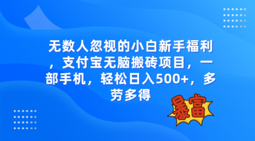 【副业项目8111期】无数人忽视的项目，支付宝无脑搬砖项目，一部手机即可操作，轻松日入500+-齐力副业