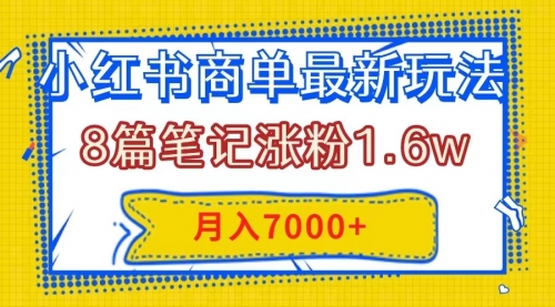 【副业项目8199期】小红书商单最新玩法，8篇笔记涨粉1.6w，几分钟一个笔记，月入7000+-齐力副业