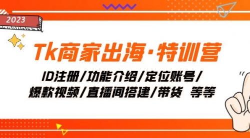 【副业项目8226期】Tk商家出海·特训营：ID注册/功能介绍/定位账号/爆款视频/直播间搭建/带货-齐力副业