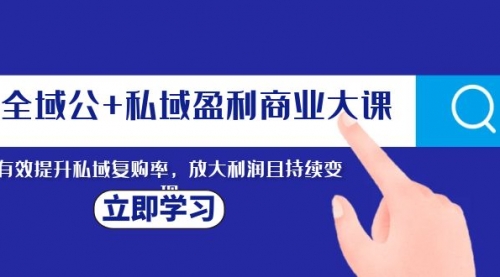【副业项目8291期】全域公+私域盈利商业大课，有效提升私域复购率，放大利润且持续变现-齐力副业