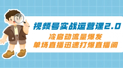 【副业项目8293期】视频号实战运营课2.0，冷启动流量爆发，单场直播迅速打爆直播间-齐力副业