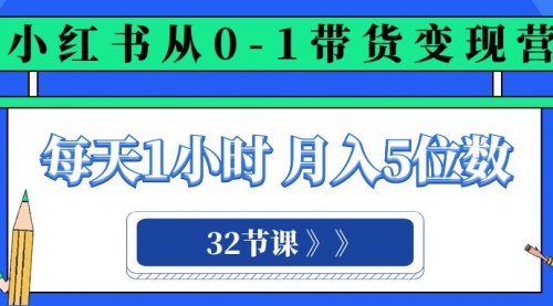 【副业项目8315期】小红书 0-1带货变现营，每天1小时，轻松月入5位数（32节课）-齐力副业