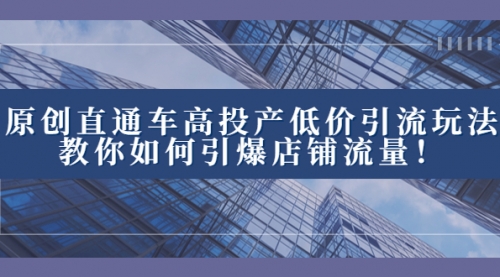 【副业项目8402期】2023直通车高投产低价引流玩法，教你如何引爆店铺流量！-齐力副业