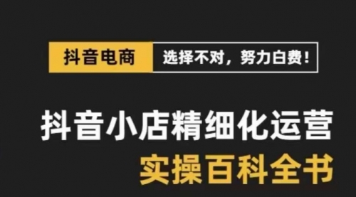 【副业项目8545期】抖音小店 精细化运营-百科全书，保姆级运营实战讲解-齐力副业
