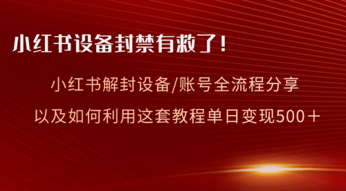 【副业项目8590期】小红书设备及账号解封全流程分享，亲测有效-齐力副业