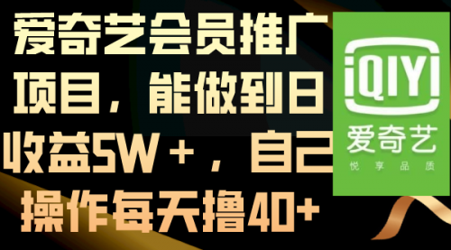 【副业8764期】爱奇艺会员推广项目，能做到日收益5W＋-齐力副业