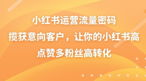 【副业8837期】小红书运营流量密码，揽获意向客户，让你的小红书高点赞多粉丝高转化-齐力副业