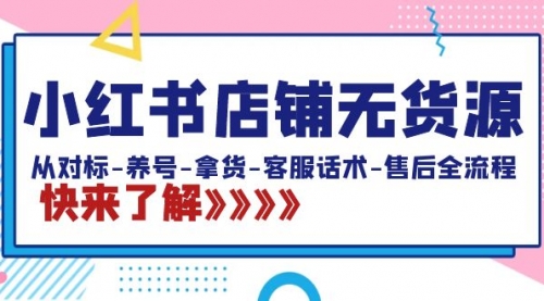 【副业8940期】小红书店铺无货源：从对标-养号-拿货-客服话术-售后全流程（20节课）-齐力副业