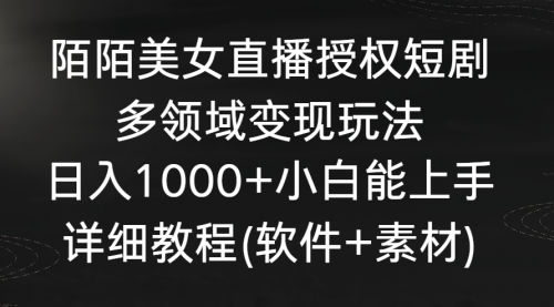 【副业8963期】陌陌美女直播授权短剧，多领域变现玩法，日入1000+-齐力副业