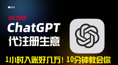 【副业9015期】一小时入账好几万！利润大到吓人的ChatGPT代注册小生意-齐力副业