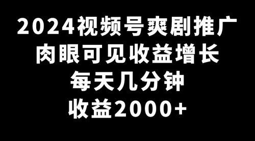 【副业9031期】2024视频号爽剧推广，肉眼可见的收益增长，每天几分钟收益2000+-齐力副业