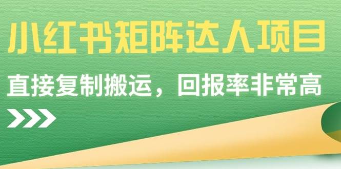 【副业9039期】小红书矩阵达人项目，直接复制搬运，回报率非常高-齐力副业