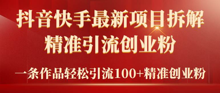 2024年抖音快手最新项目拆解视频引流创业粉，一天轻松引流精准创业粉100+-齐力副业