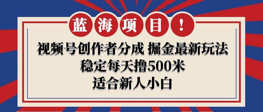 【蓝海项目】视频号创作者分成 掘金最新玩法 稳定每天撸500米 适合新人小白-齐力副业