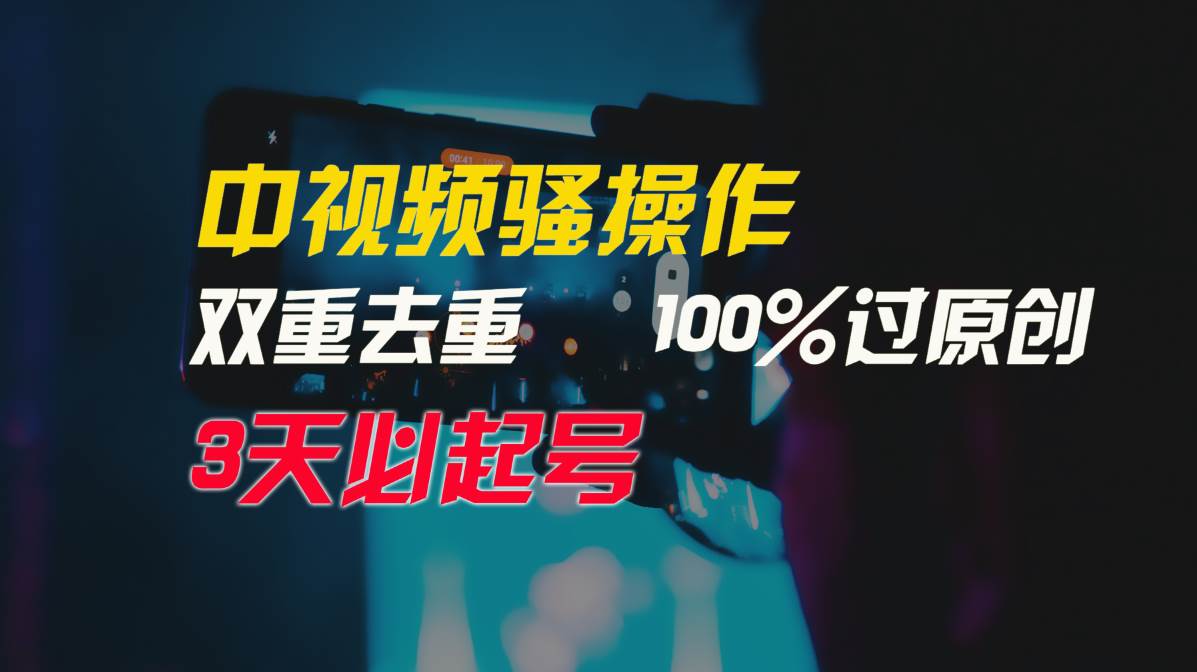 中视频骚操作，双重去重100%过原创，3天比必起号，简单无脑，月入3W+-齐力副业