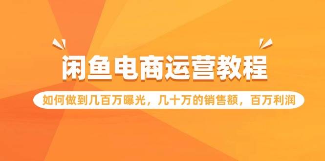 闲鱼电商运营教程：如何做到几百万曝光，几十万的销售额，百万利润-齐力副业