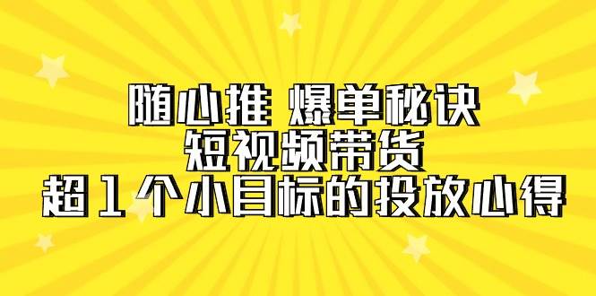 随心推 爆单秘诀，短视频带货-超1个小目标的投放心得（7节视频课）-齐力副业