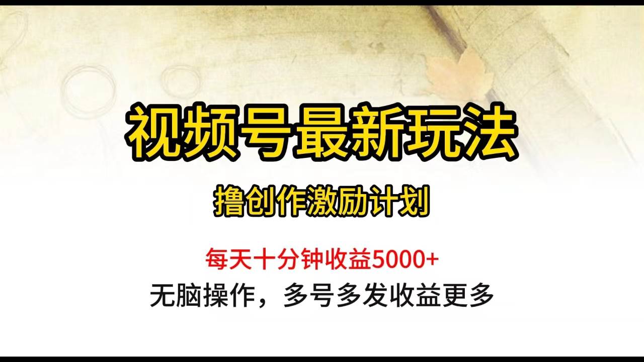 视频号最新玩法，每日一小时月入5000+-齐力副业