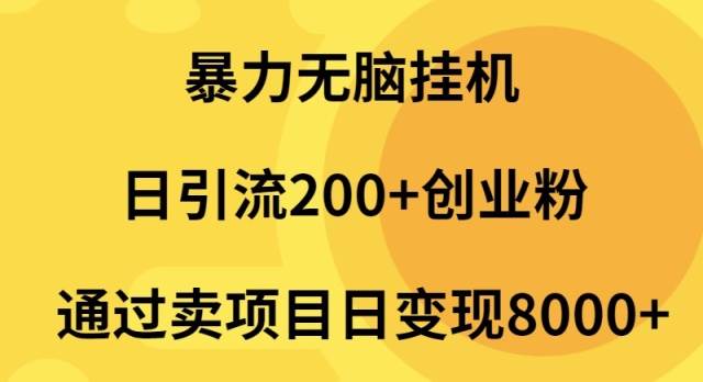 暴力无脑挂机日引流200+创业粉通过卖项目日变现2000+-齐力副业