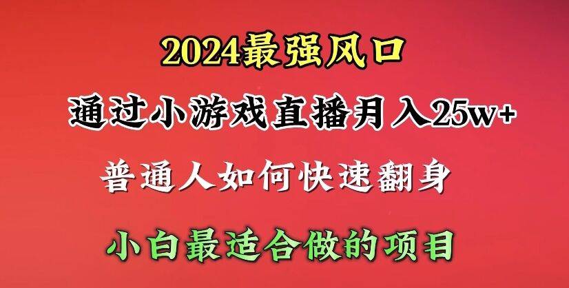 2024年最强风口，通过小游戏直播月入25w+单日收益5000+小白最适合做的项目-齐力副业