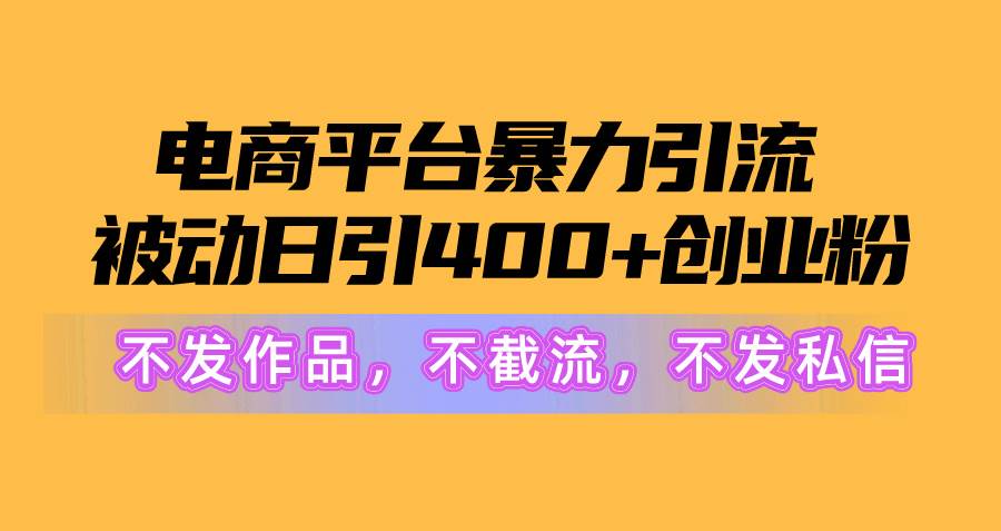 电商平台暴力引流,被动日引400+创业粉不发作品，不截流，不发私信-齐力副业