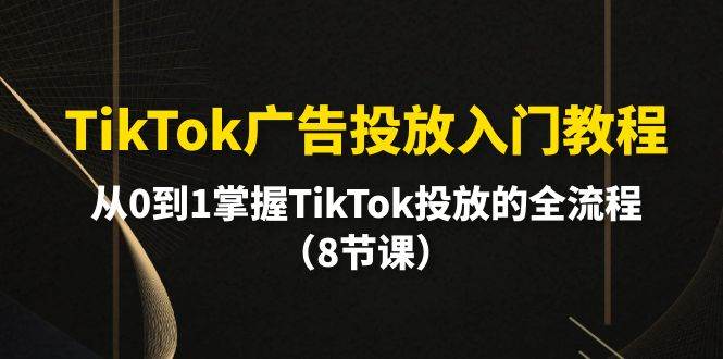 TikTok广告投放入门教程，从0到1掌握TikTok投放的全流程（8节课）-齐力副业