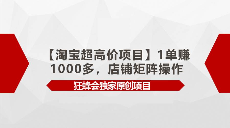 【淘宝超高价项目】1单赚1000多，店铺矩阵操作-齐力副业
