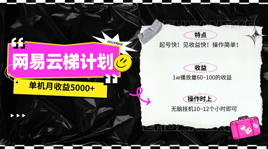 最新网易云梯计划网页版，单机月收益5000+！可放大操作-齐力副业