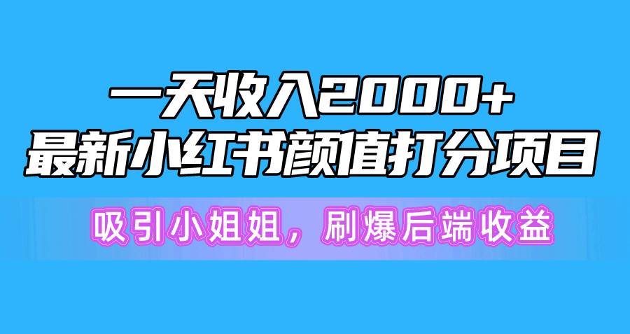 一天收入2000+，最新小红书颜值打分项目，吸引小姐姐，刷爆后端收益-齐力副业